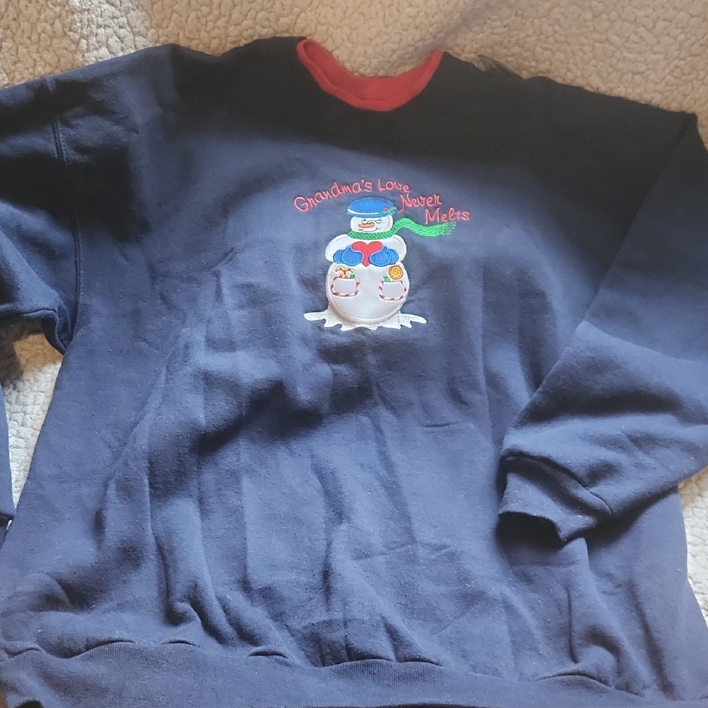 Vintage, 90's Grandma, Holiday, Christmas Embroided Crewneck Sweater Sz L